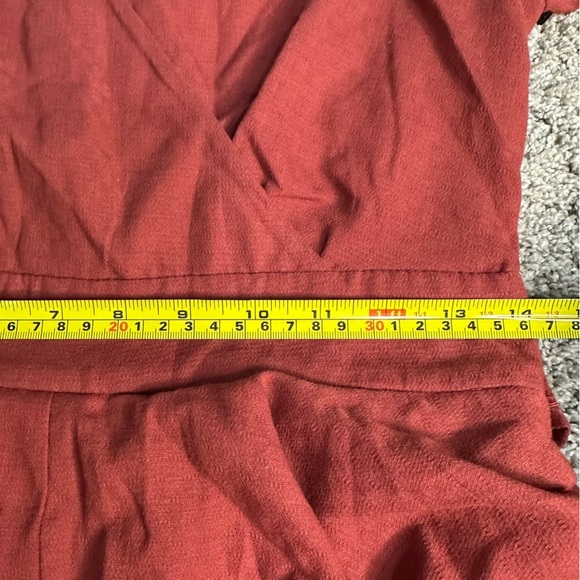 Altar’d State Long Sleeve ruffled Romper small jumper rust red v neck layered - Picture 9 of 12